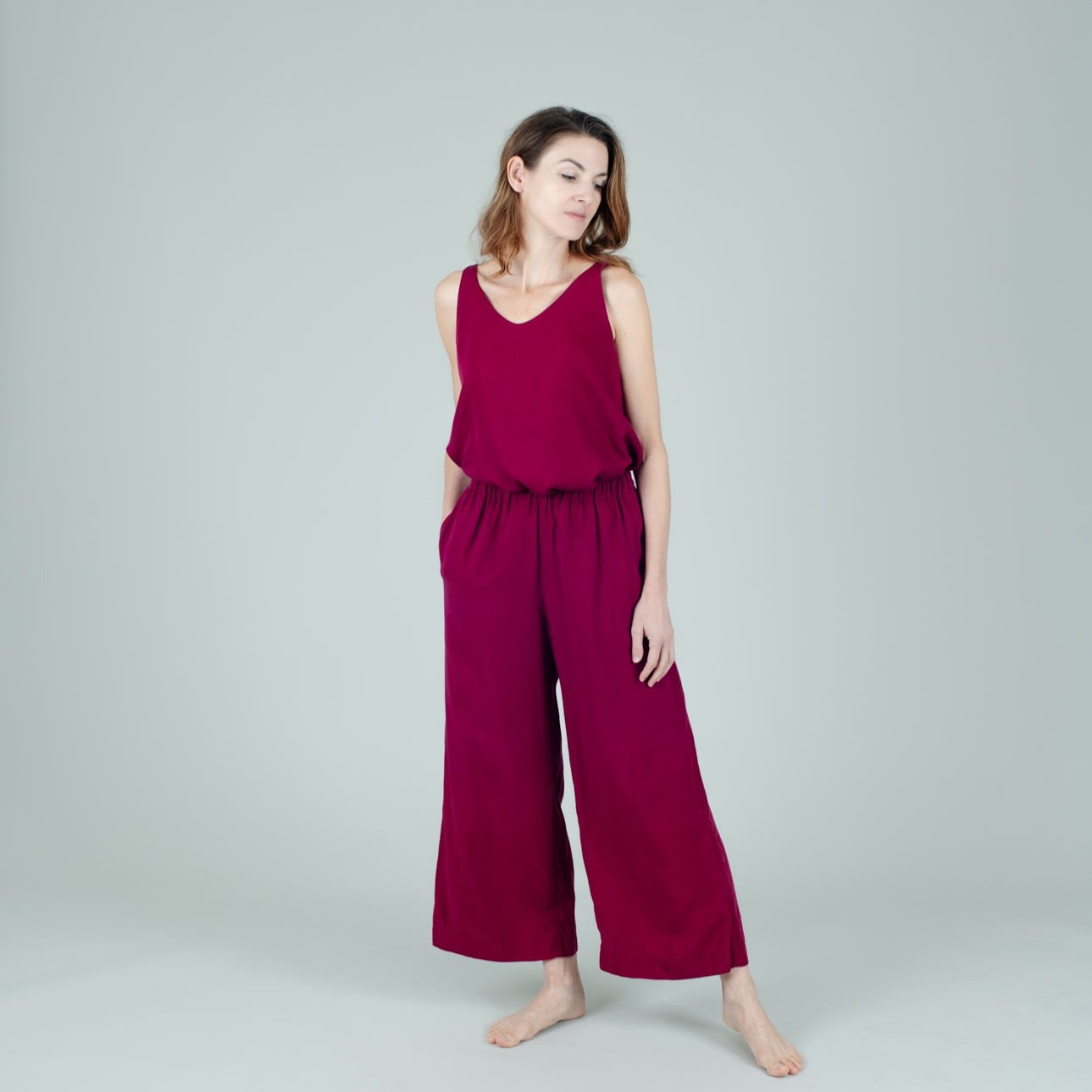 Tencel Damenhose lang in Berry Pink; Urheber: Mini & Eve