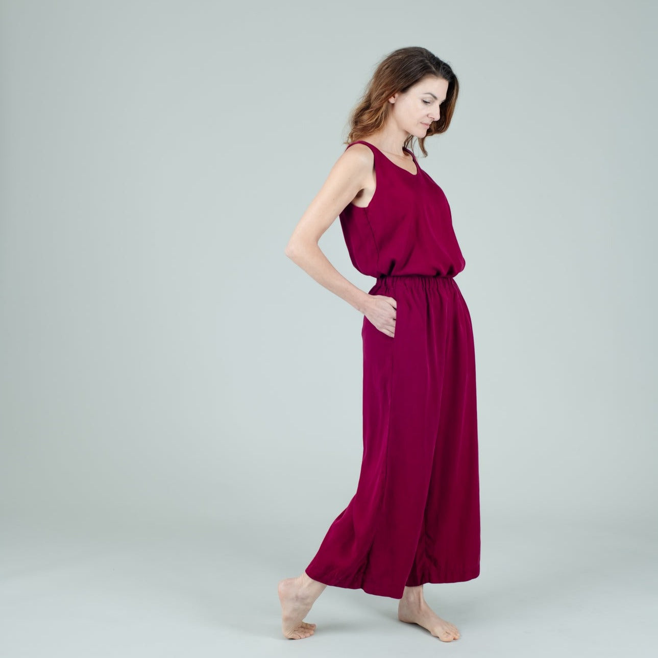 Tencel Damenhose lang in Berry Pink; Urheber: Mini & Eve