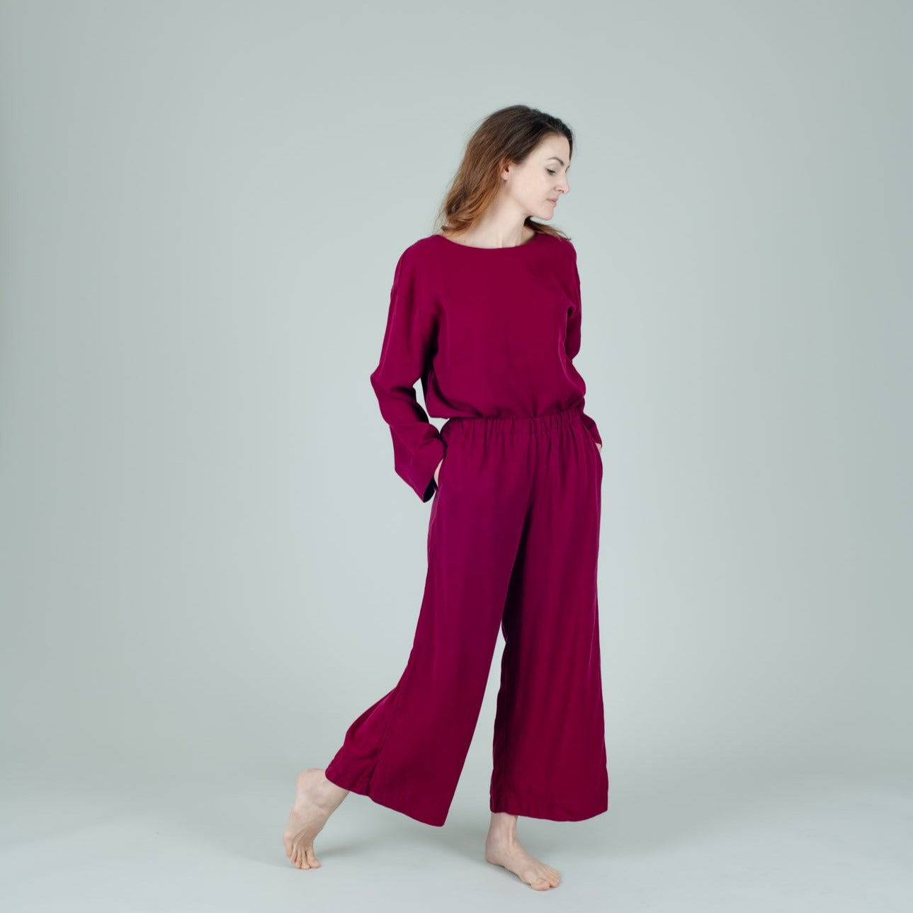 Tencel Damenhose lang in Berry Pink; Urheber: Mini & Eve
