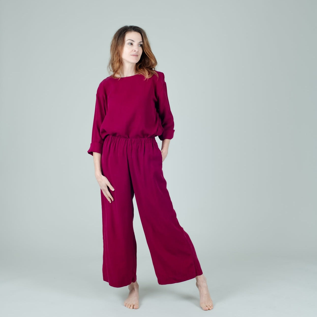 Tencel Damenhose lang in Berry Pink; Urheber: Mini & Eve
