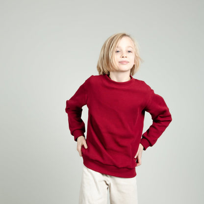 Kinderpulli aus Waffelstrick in Rot, Urheber: Mini & Eve