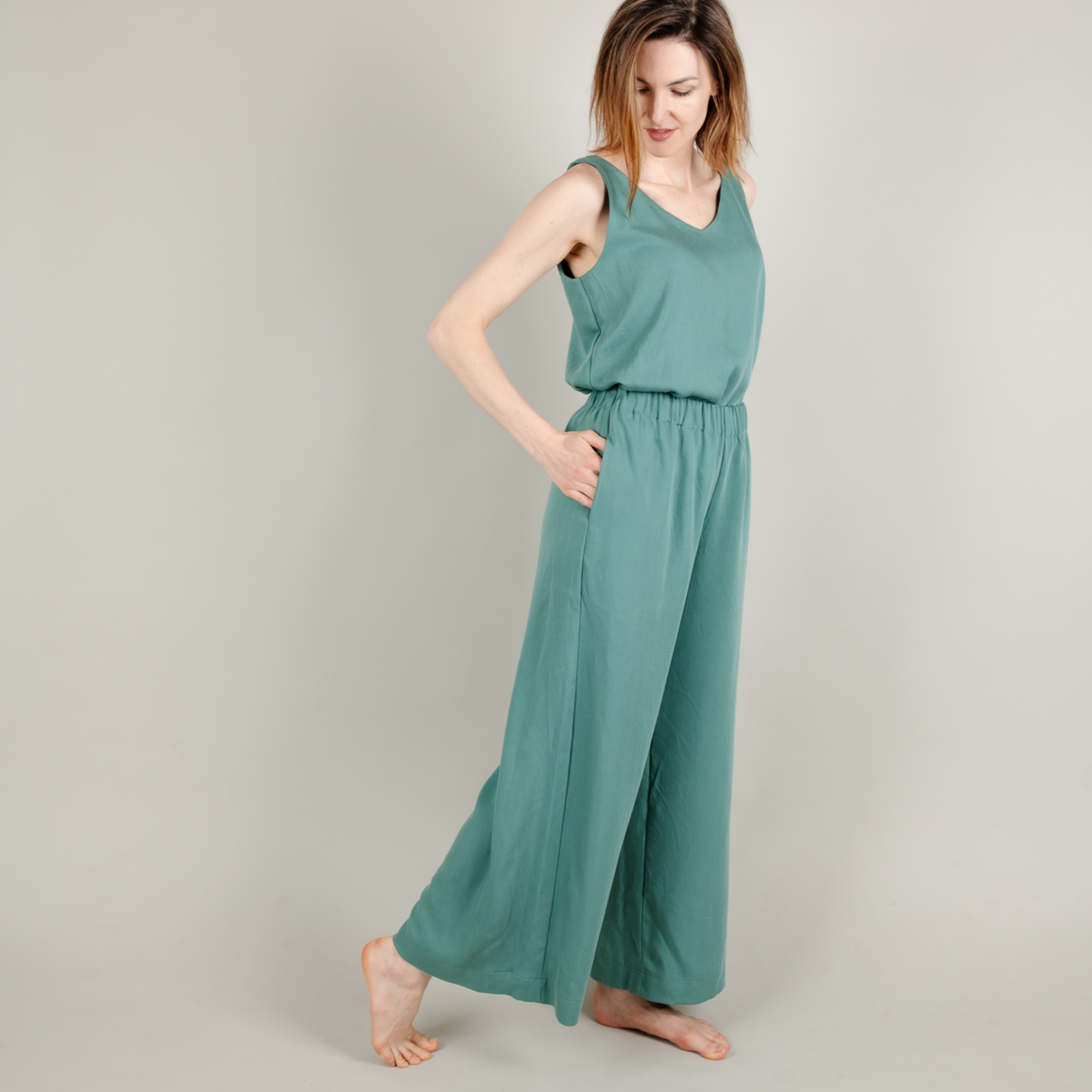 Tencel Damenhose lang Amaya, Aqua Petrol Blau-Grün Türkis; Urheber: Mini & Eve