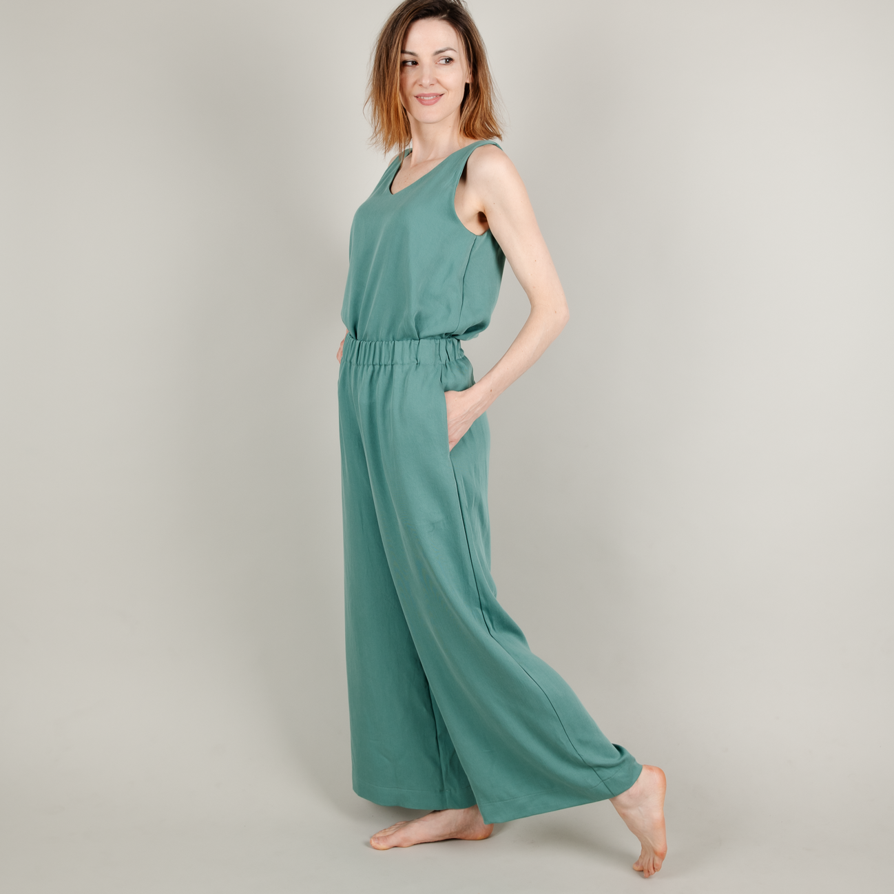 Tencel Damenhose lang Amaya, Aqua Petrol Blau-Grün Türkis; Urheber: Mini & Eve