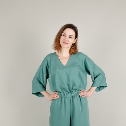 Tencel Damenshirt Kimonoschnitt Amy, Aqua Petrol Blau-Grün Türkis; Urheber: Mini & Eve