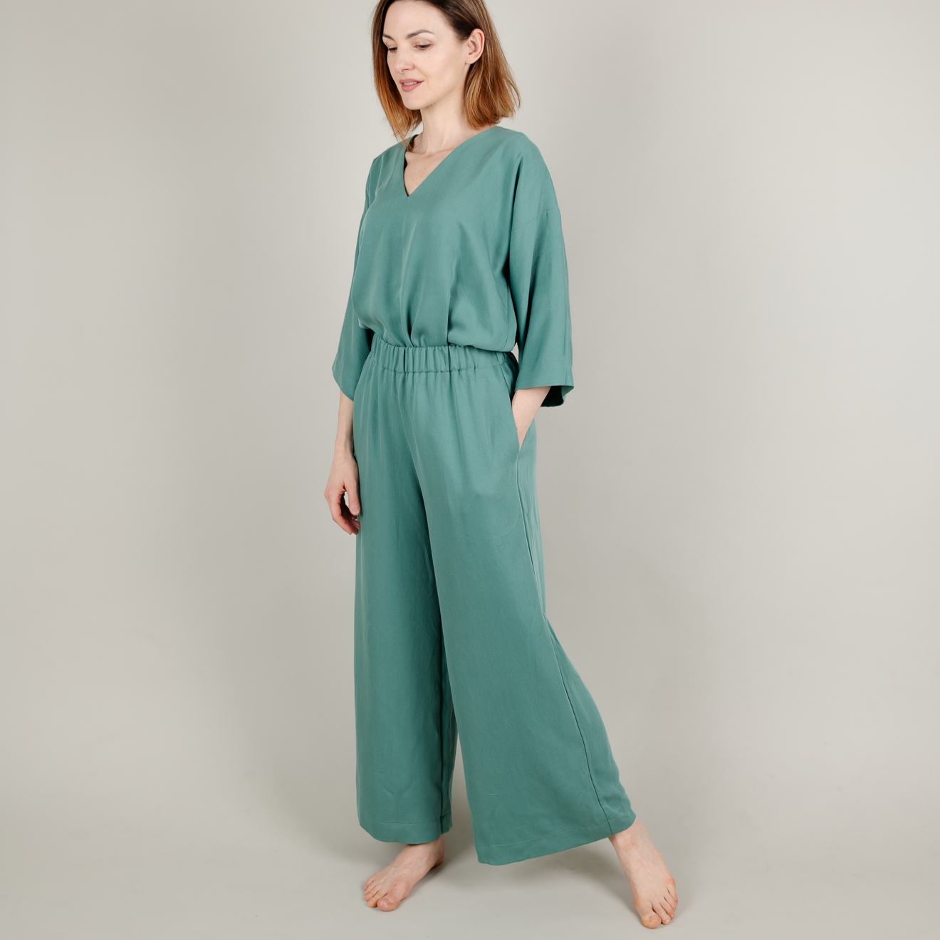 Tencel Damenhose lang Amaya, Aqua Petrol Blau-Grün Türkis; Urheber: Mini & Eve