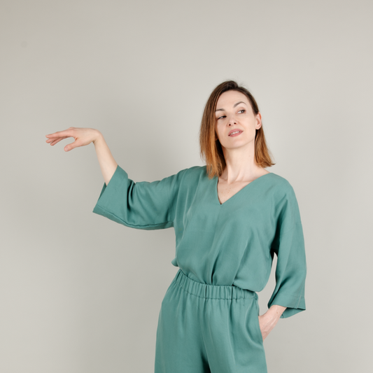 Tencel Damenshirt Kimonoschnitt Amy, Aqua Petrol Blau-Grün Türkis; Urheber: Mini & Eve