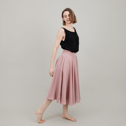 Midi Tellerrock aus Tencel in Rosa für Damen; Drehrock für Damen;  Urheber: Mini & Eve