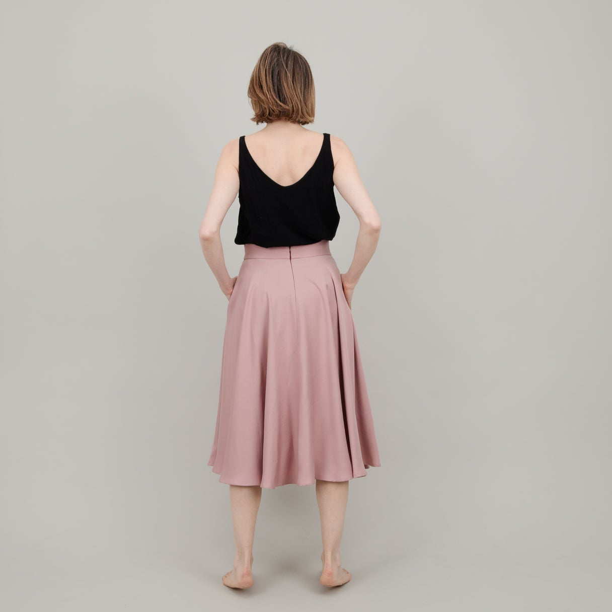 Midi Tellerrock aus Tencel in Rosa für Damen; Drehrock für Damen;  Urheber: Mini & Eve