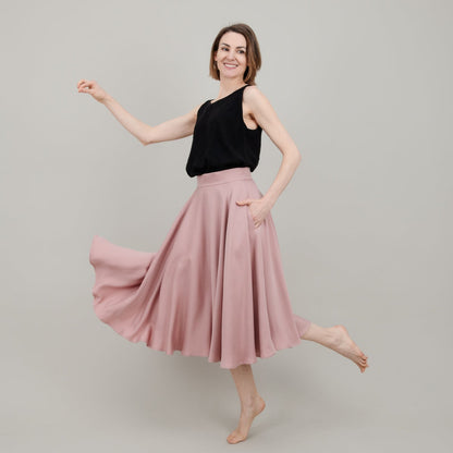 Midi Tellerrock aus Tencel in Rosa für Damen; Drehrock für Damen;  Urheber: Mini & Eve