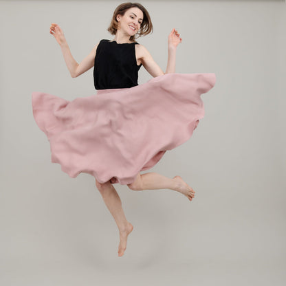 Midi Tellerrock aus Tencel in Rosa für Damen; Drehrock für Damen;  Urheber: Mini & Eve
